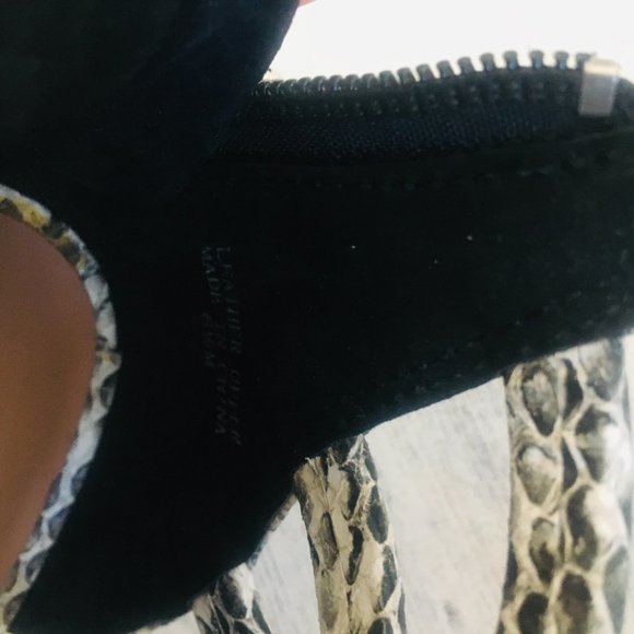 NEW RENVY Snake Print Leather Caged Heel Sandals - Picture 9 of 12